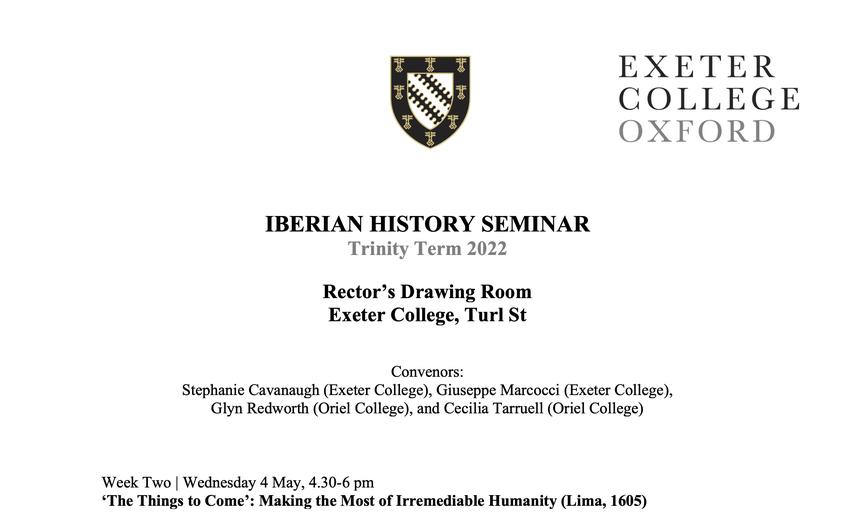 oxford iberian history seminar tt2022
