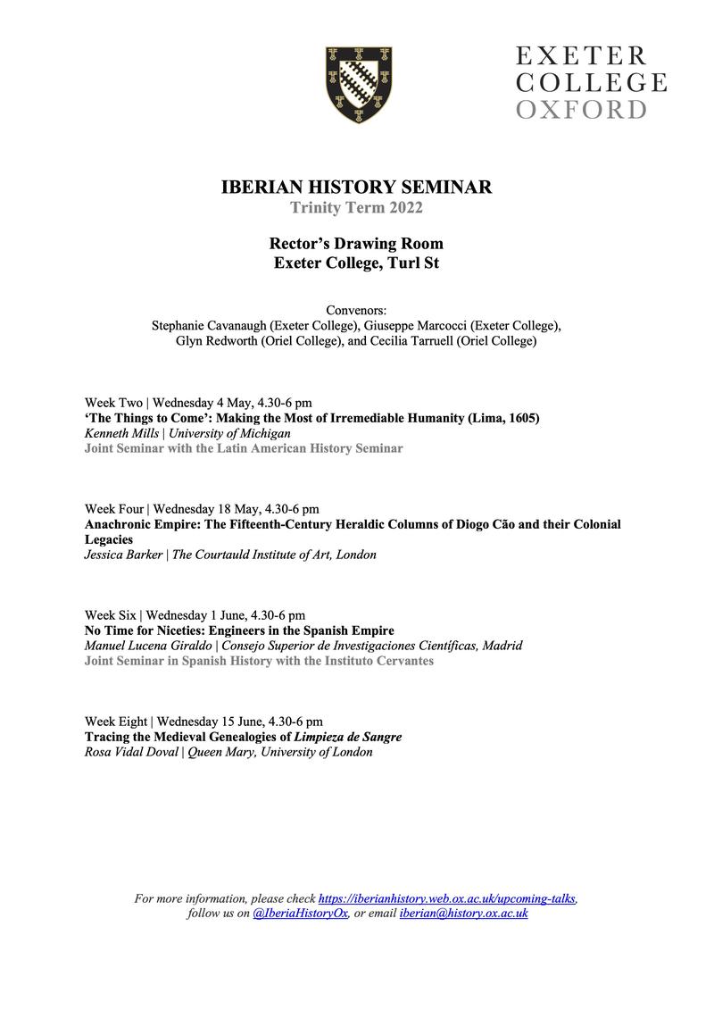 oxford iberian history seminar tt2022