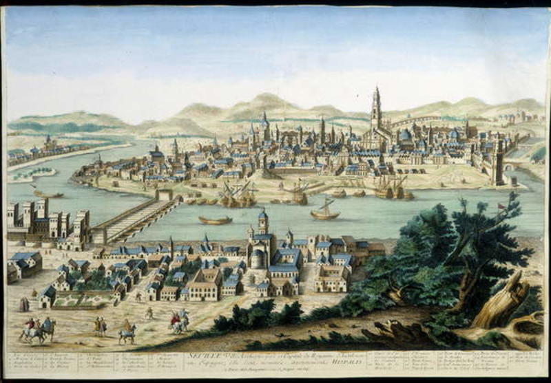 unknown artist  the port and city of seville  engraving of the 18th century  meisterdrucke 974293